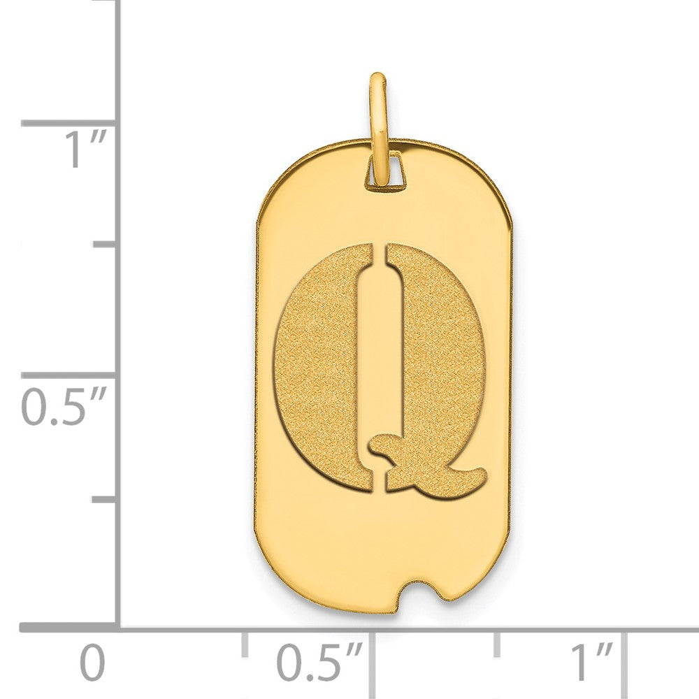 Charlie & Co Jewelry | 14k Polished Letter Q Initial Dog Tag Pendant - Model YC1439Q
