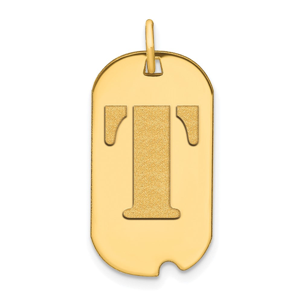 Charlie & Co Jewelry | 14k Polished Letter T Initial Dog Tag Pendant - Model YC1439T