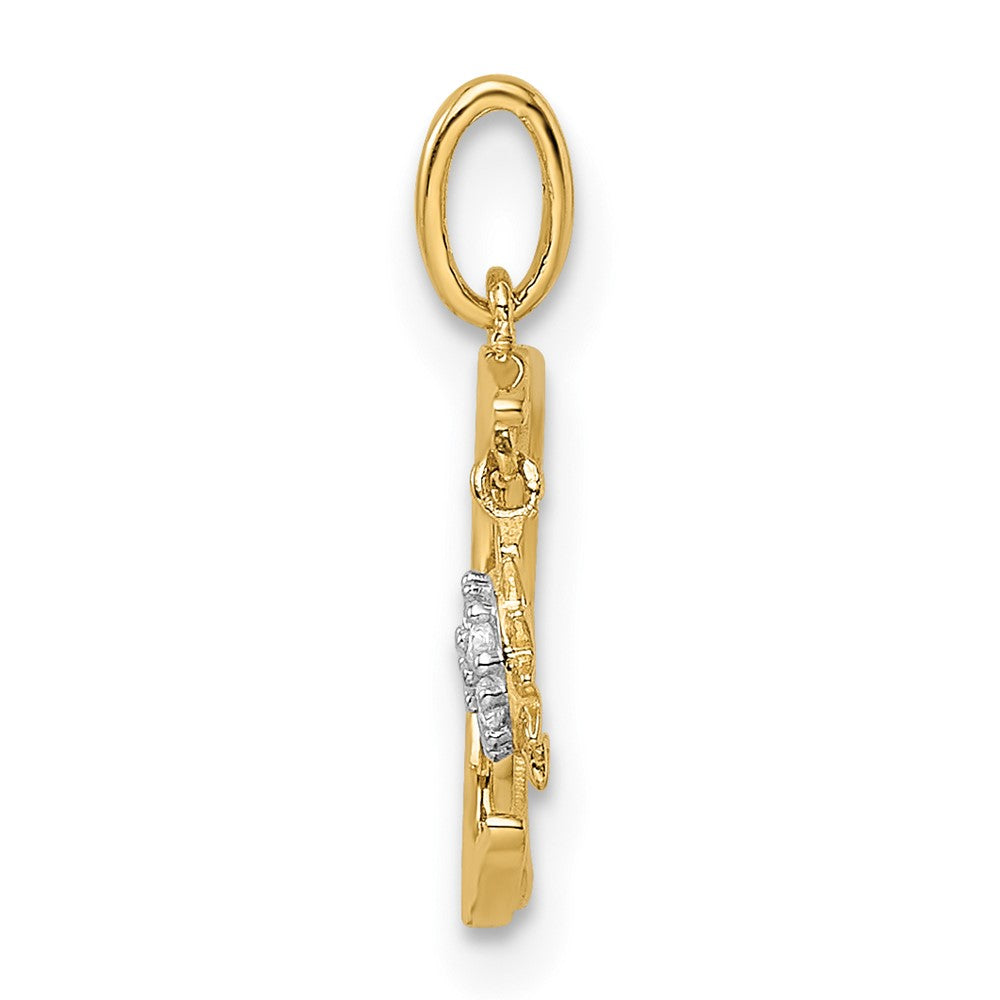 Gold CZ Diamond-Cut Moon and Star Pendant Necklace Model-YC1465 - Charlie & Co. Jewelry