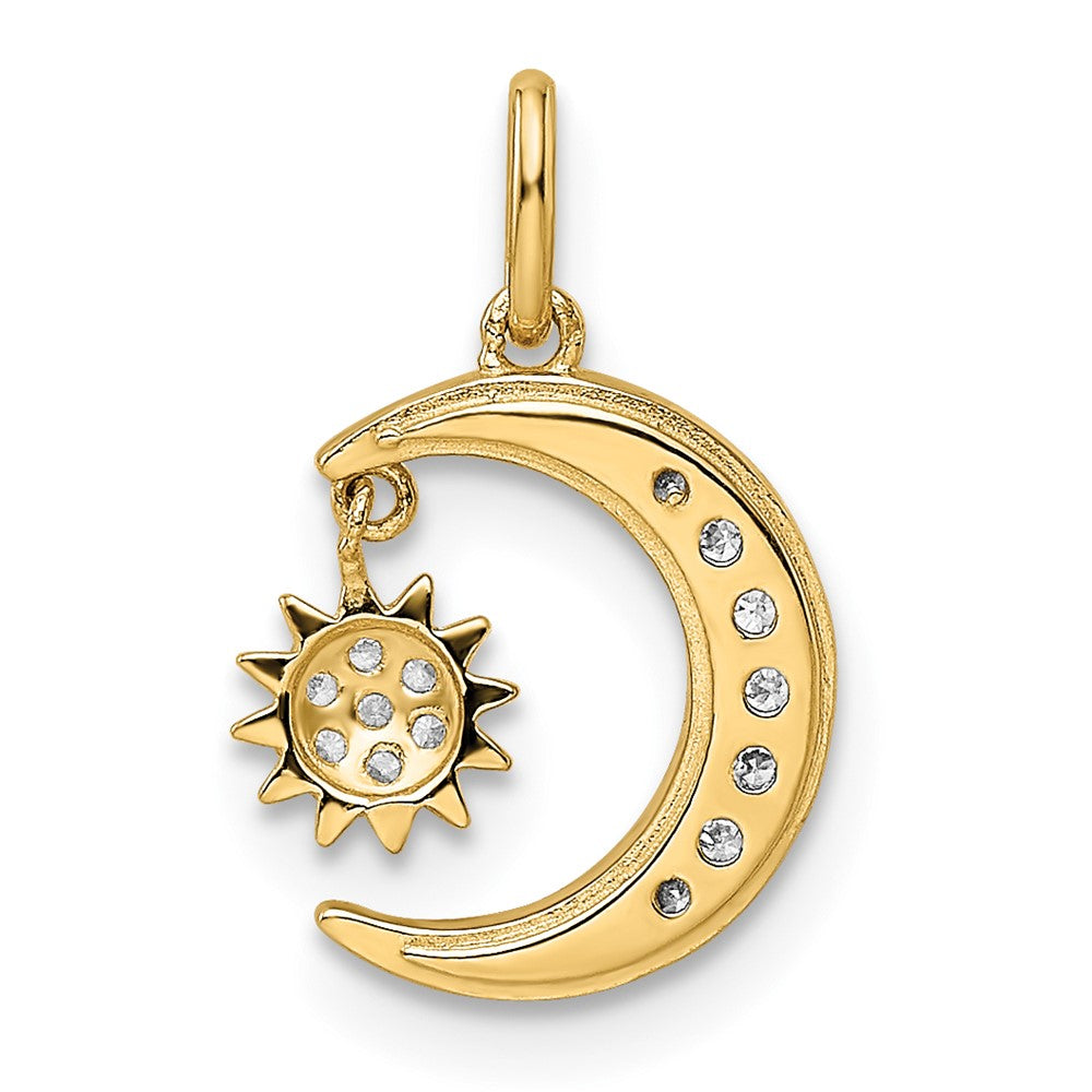 Gold CZ Diamond-Cut Moon and Star Pendant Necklace Model-YC1465 - Charlie & Co. Jewelry