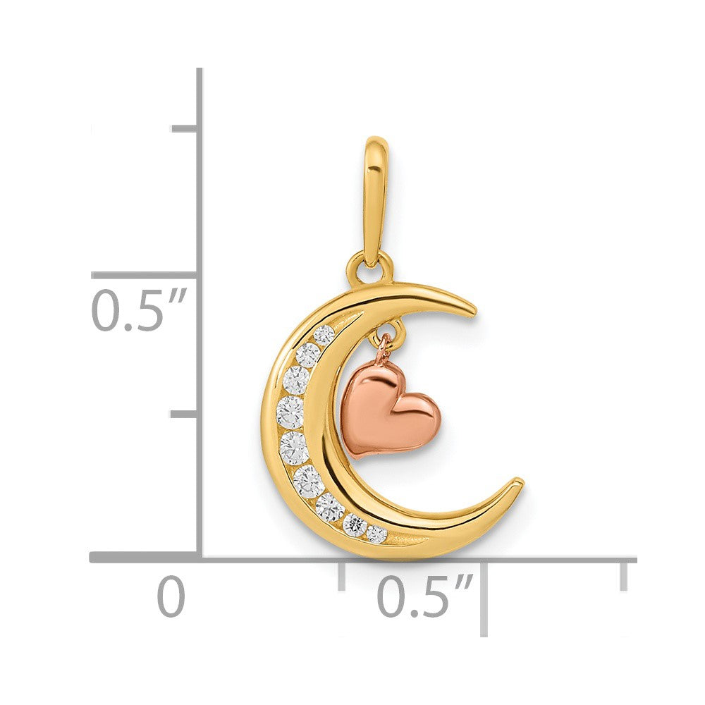 Gold CZ Moon Heart Pendant Necklace Model-YC1467 - Charlie & Co. Jewelry