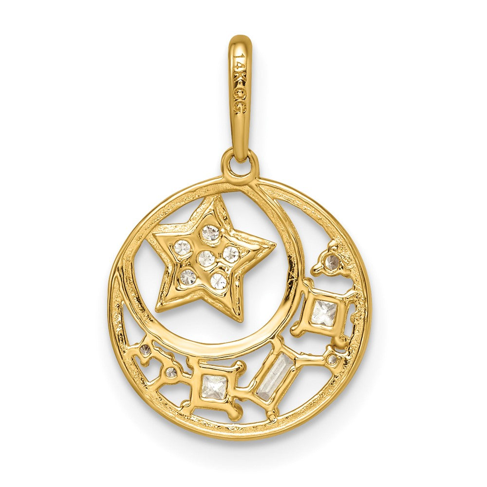 Gold CZ Star and Moon Necklace Pendant Model-YC1469 - Charlie & Co. Jewelry