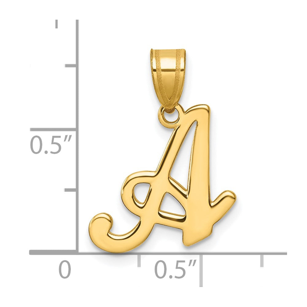 14K Gold Large Letter "A" Script Initial Pendant - Charlie & Co. Jewelry