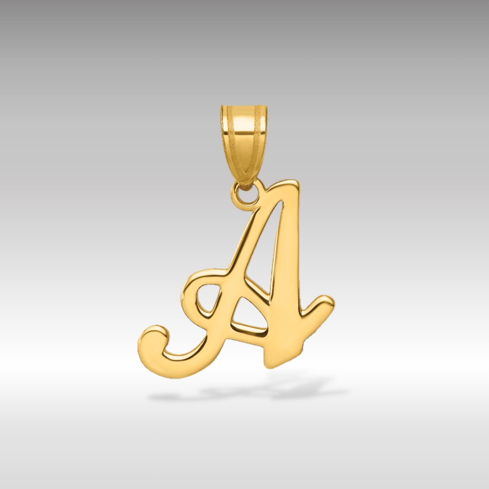 14K Gold Large Letter "A" Script Initial Pendant - Charlie & Co. Jewelry