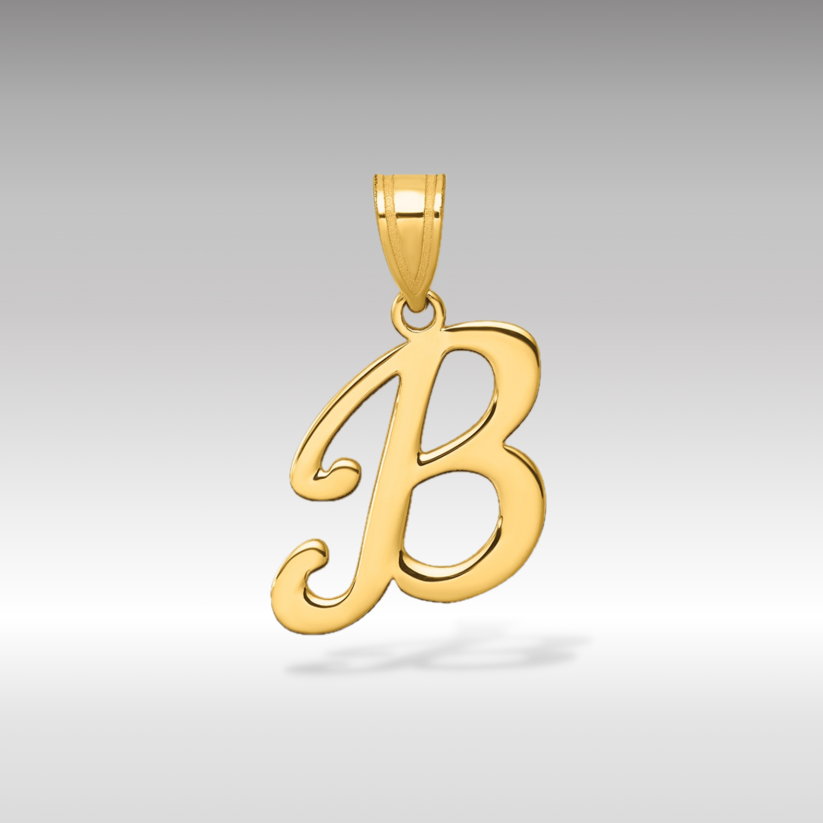 14K Gold Large Letter "B" Script Initial Pendant - Charlie & Co. Jewelry