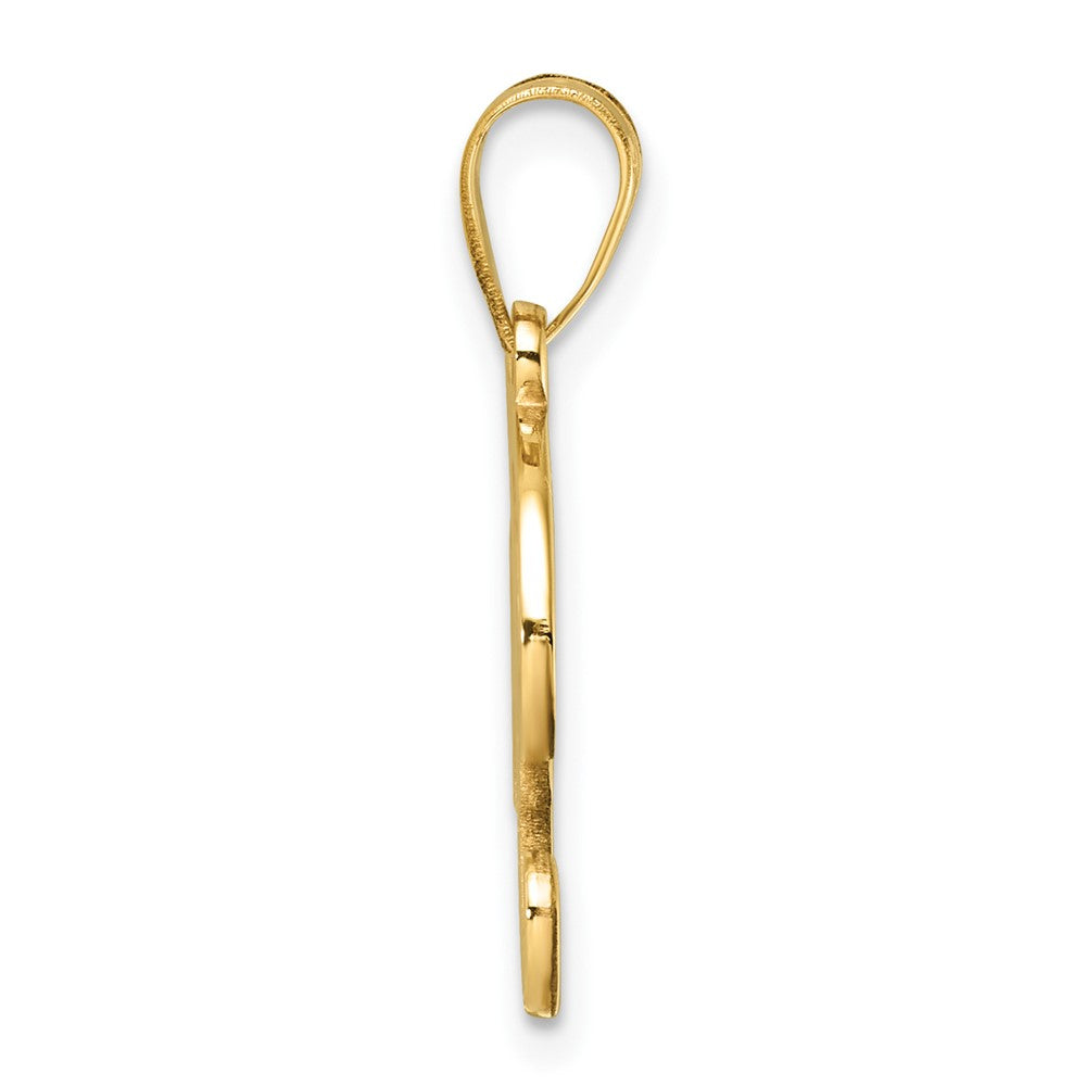 14K Gold Large Letter "F" Script Initial Pendant - Charlie & Co. Jewelry