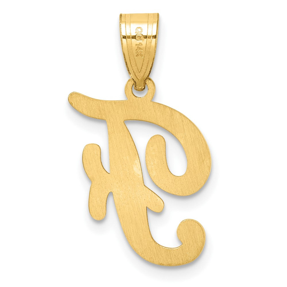 14K Gold Large Letter "F" Script Initial Pendant - Charlie & Co. Jewelry
