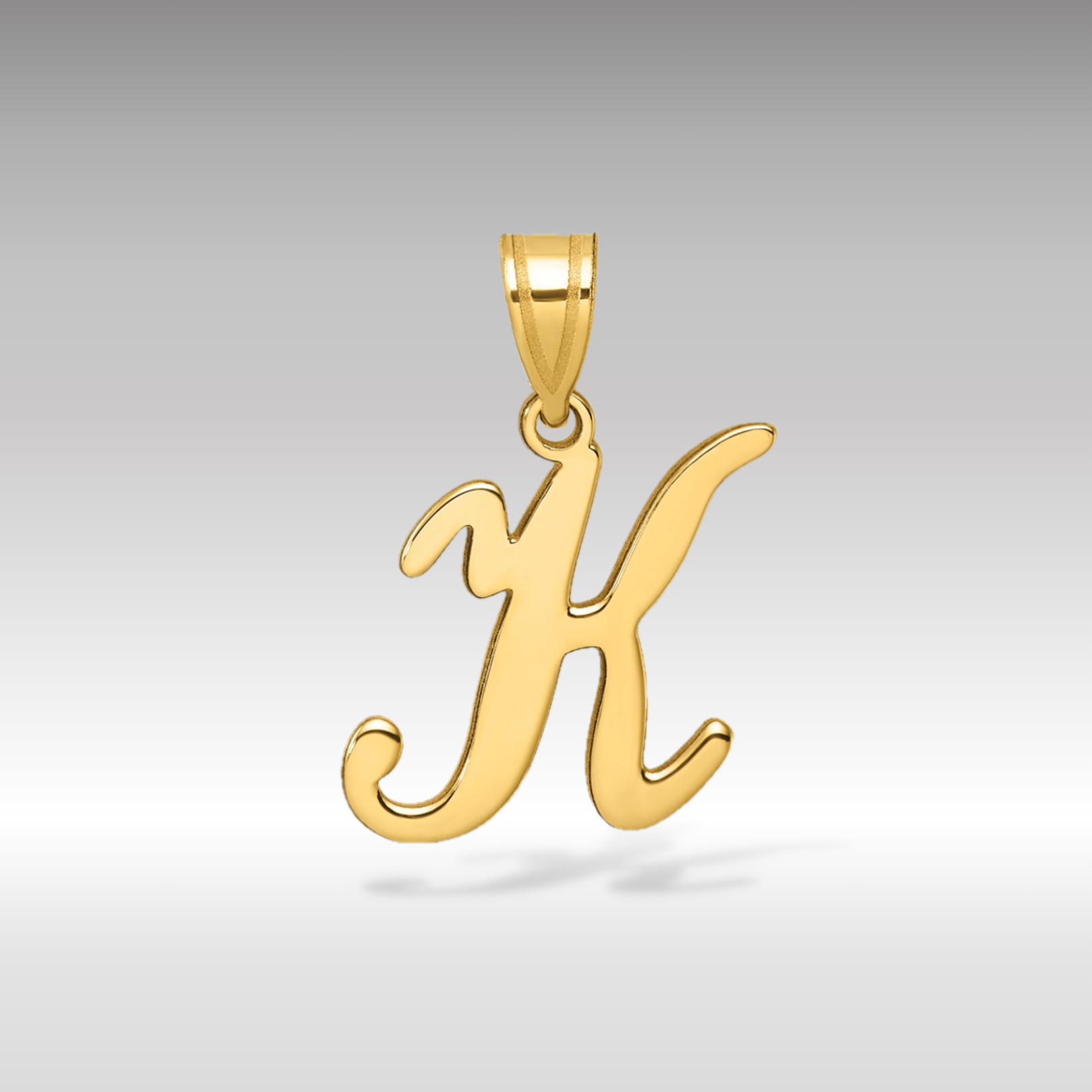 14K Gold Large Letter "K" Script Initial Pendant - Charlie & Co. Jewelry