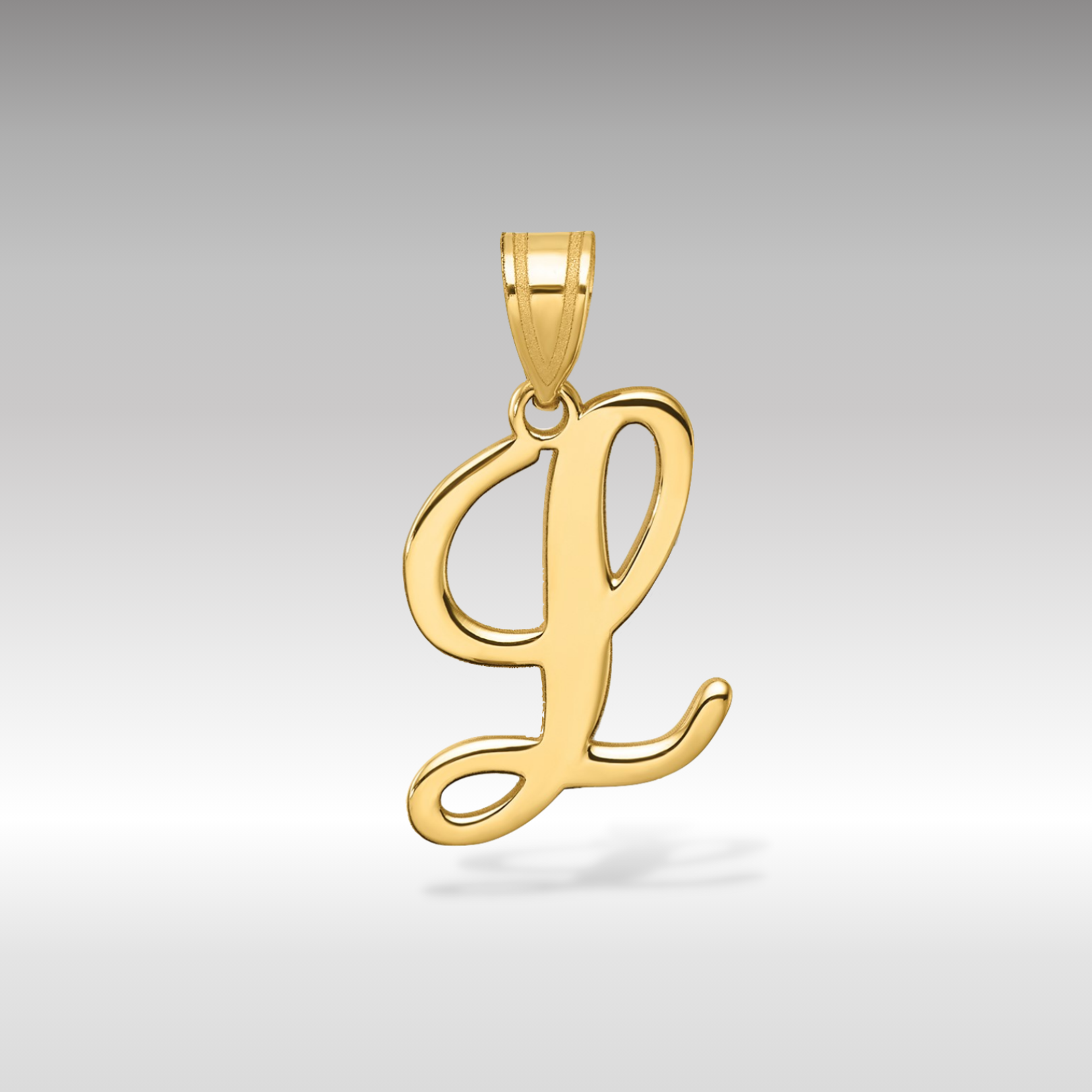 14K Gold Large Letter "L" Script Initial Pendant - Charlie & Co. Jewelry