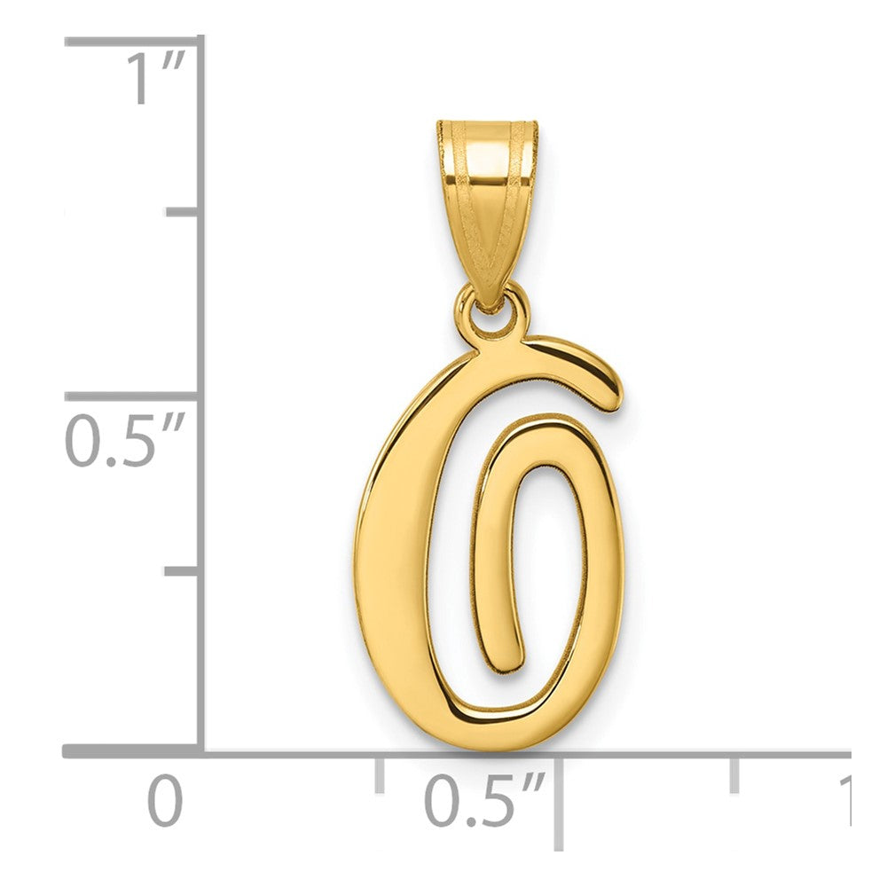 14K Gold Large Letter "O" Script Initial Pendant - Charlie & Co. Jewelry
