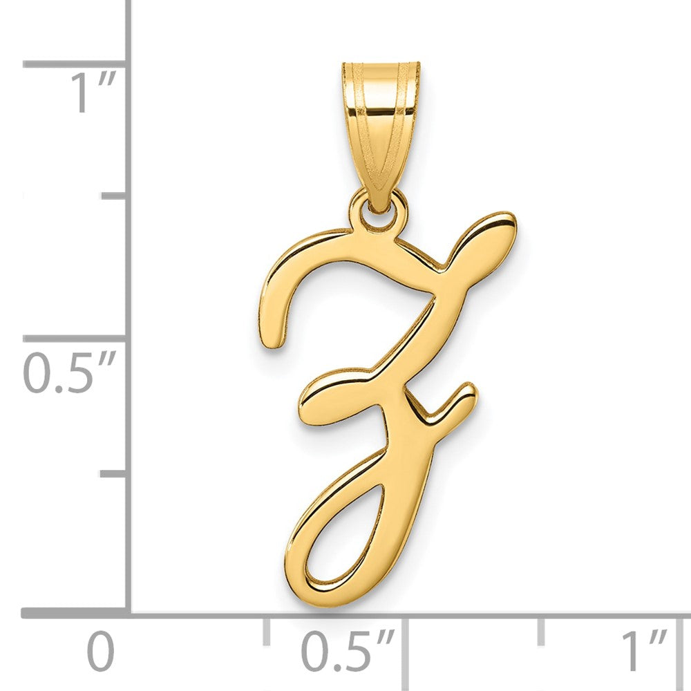 14K Gold Large Letter "Z" Script Initial Pendant - Charlie & Co. Jewelry