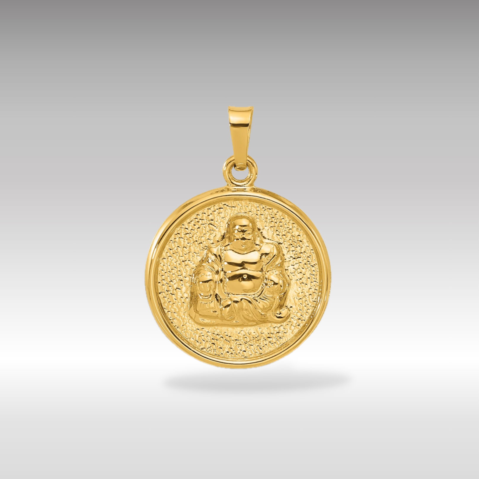 14K Gold Hollow Buddha Medal Pendant - Charlie & Co. Jewelry