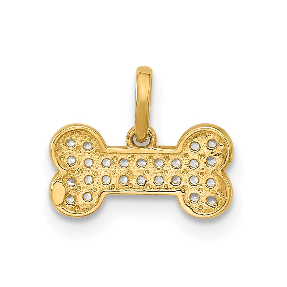 14k Gold CZ Dog Bone Necklace Pendant - Charlie & Co. Jewelry