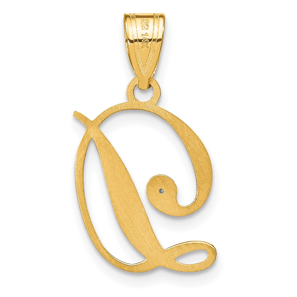 Gold Script Letter D Initial Pendant with Diamond - Model YC252D - Charlie & Co. Jewelry