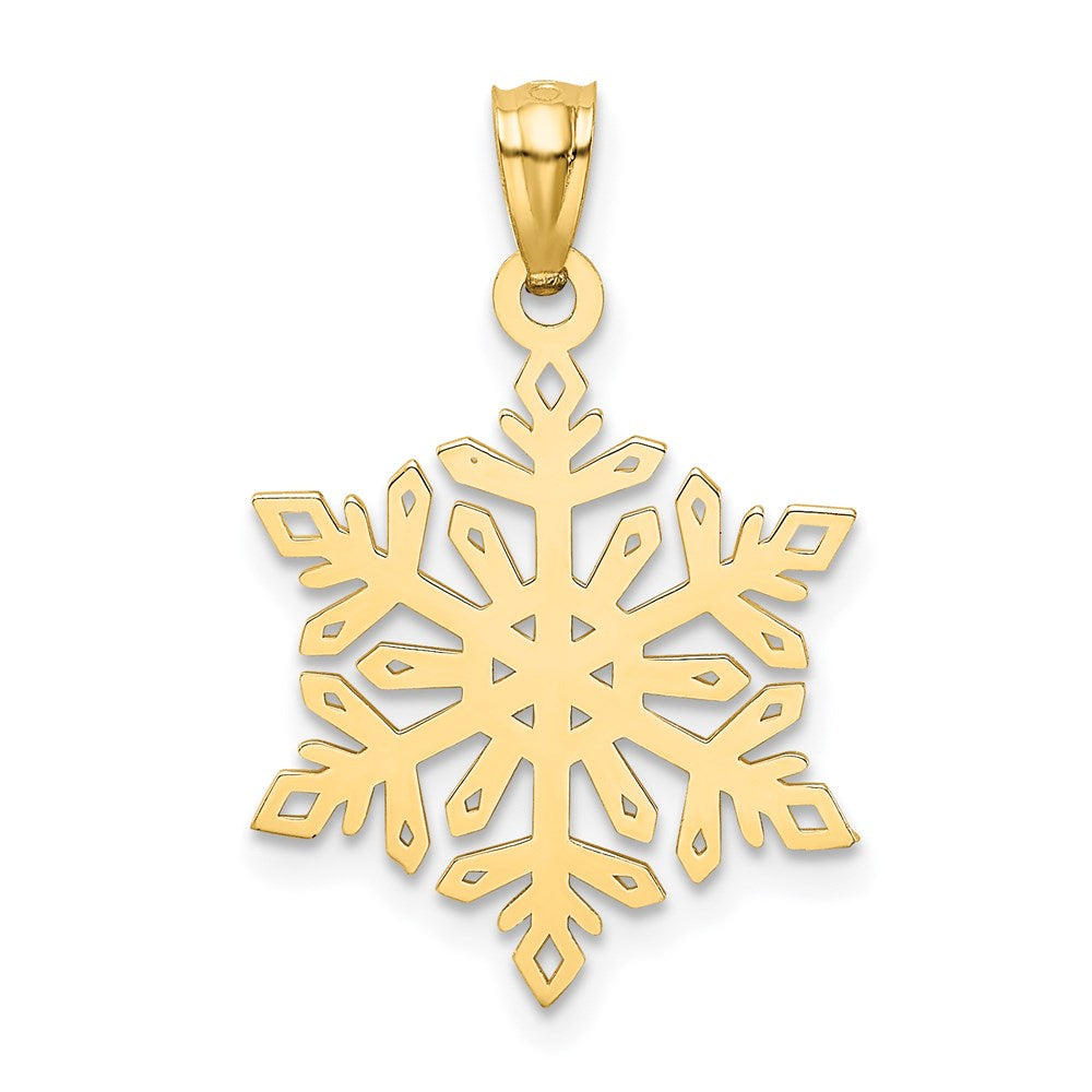 14K Gold Diamond-Cut Snowflake Charm - Charlie & Co. Jewelry