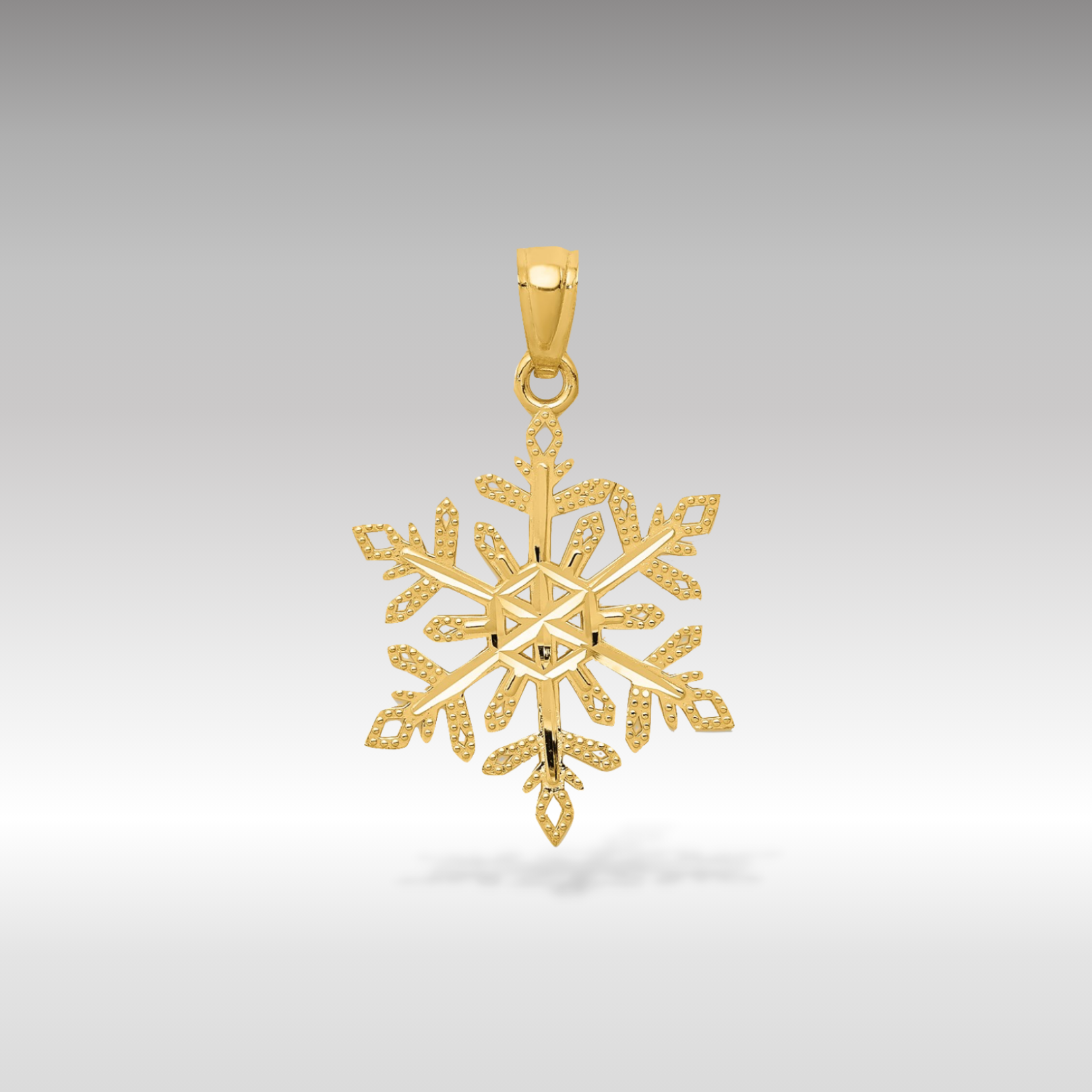 14K Gold Diamond-Cut Snowflake Charm - Charlie & Co. Jewelry
