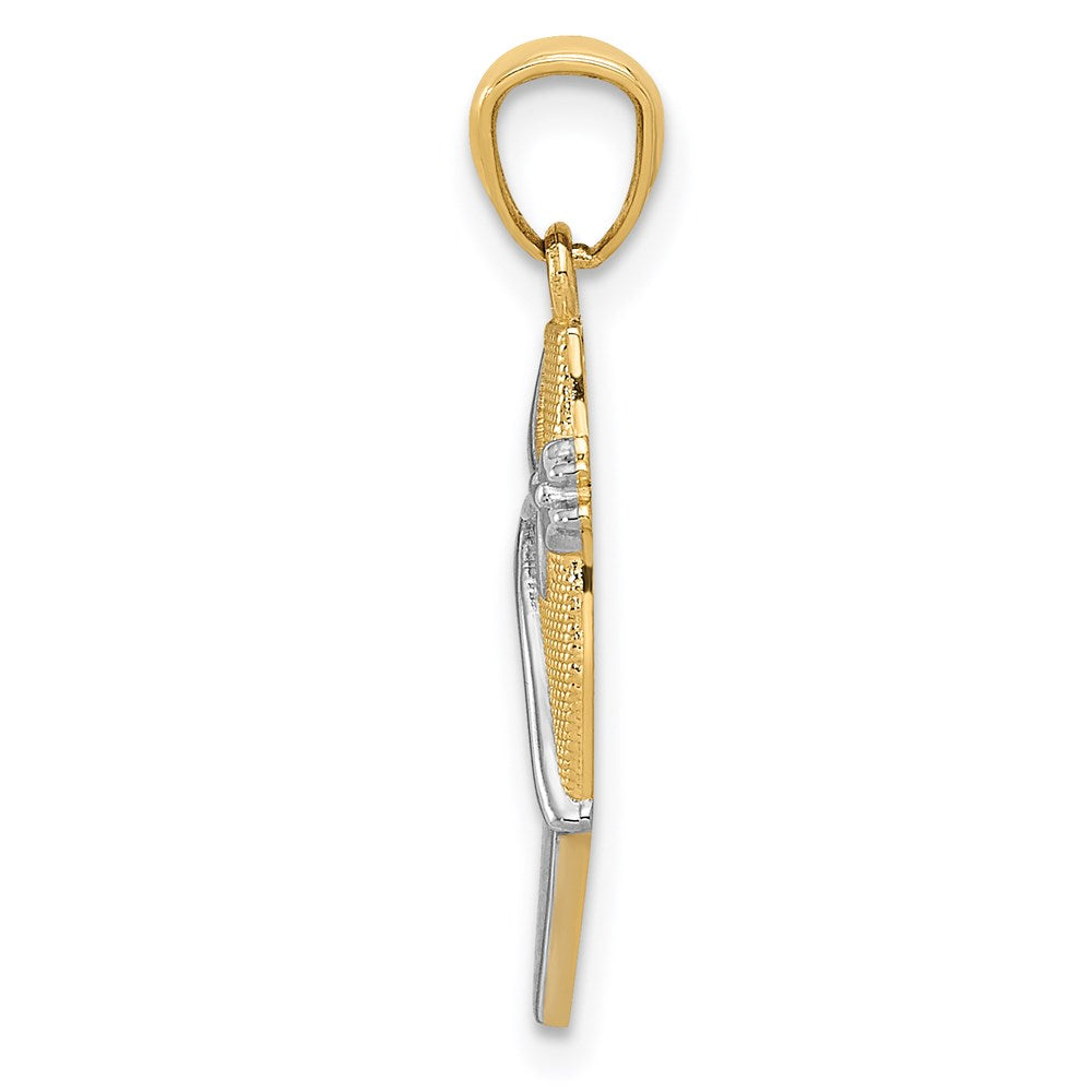 14K Gold with Rhodium Ballet Shoe Pendant - Charlie & Co. Jewelry