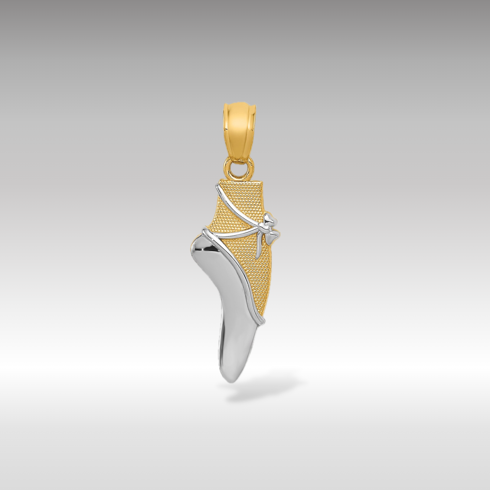 14K Gold with Rhodium Ballet Shoe Pendant - Charlie & Co. Jewelry