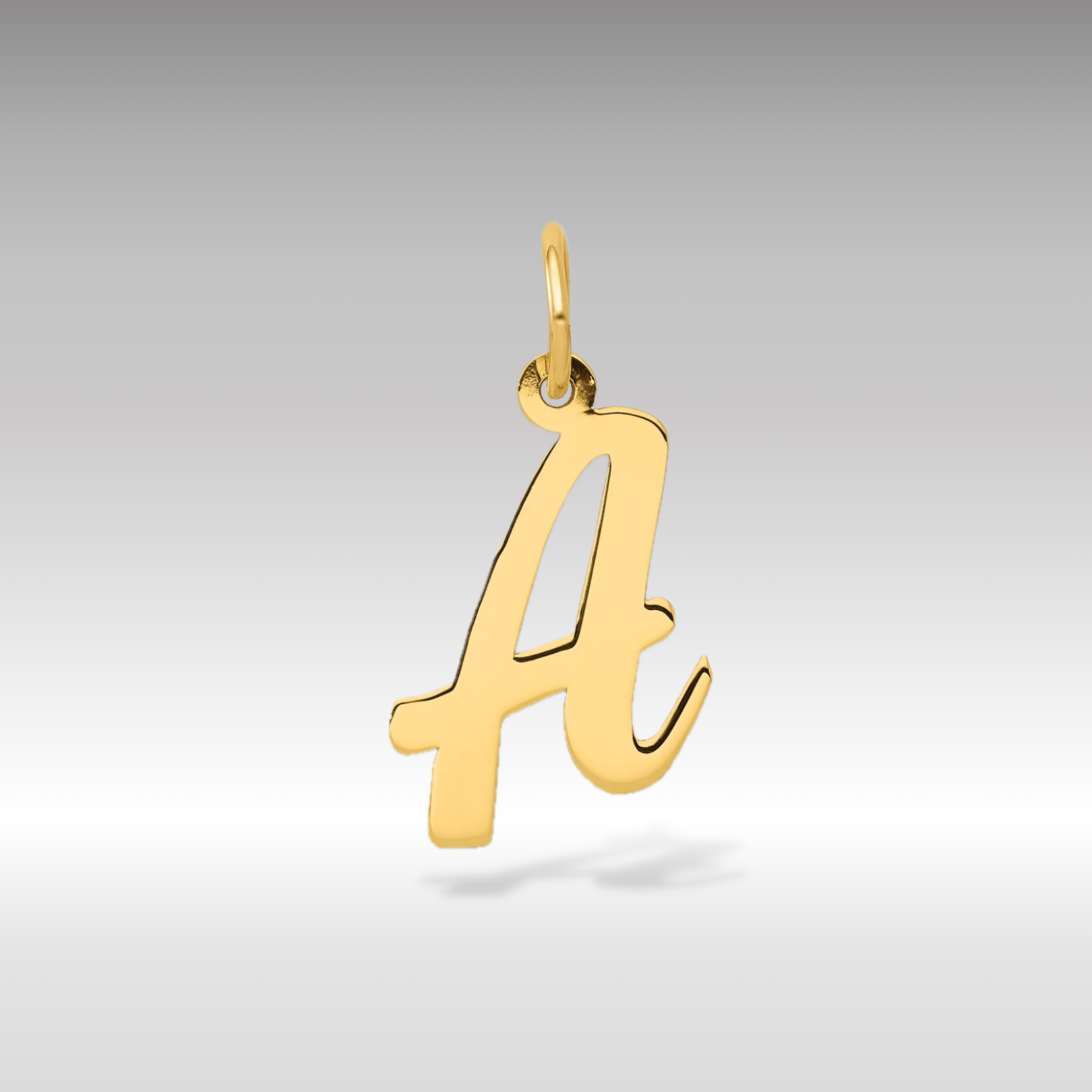 14K Gold Script Letter "A" Initial Pendant - Charlie & Co. Jewelry