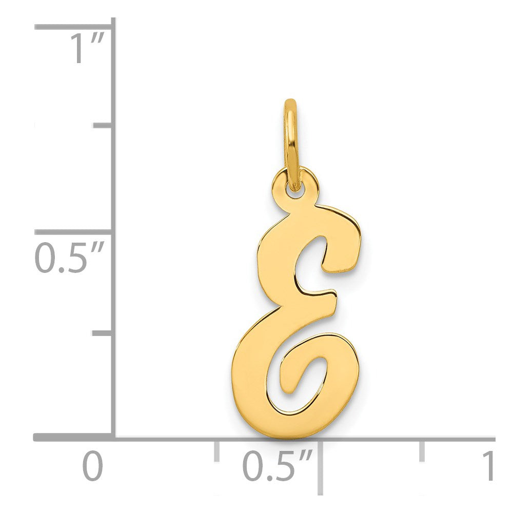 14K Gold Script Letter "E" Initial Pendant - Charlie & Co. Jewelry
