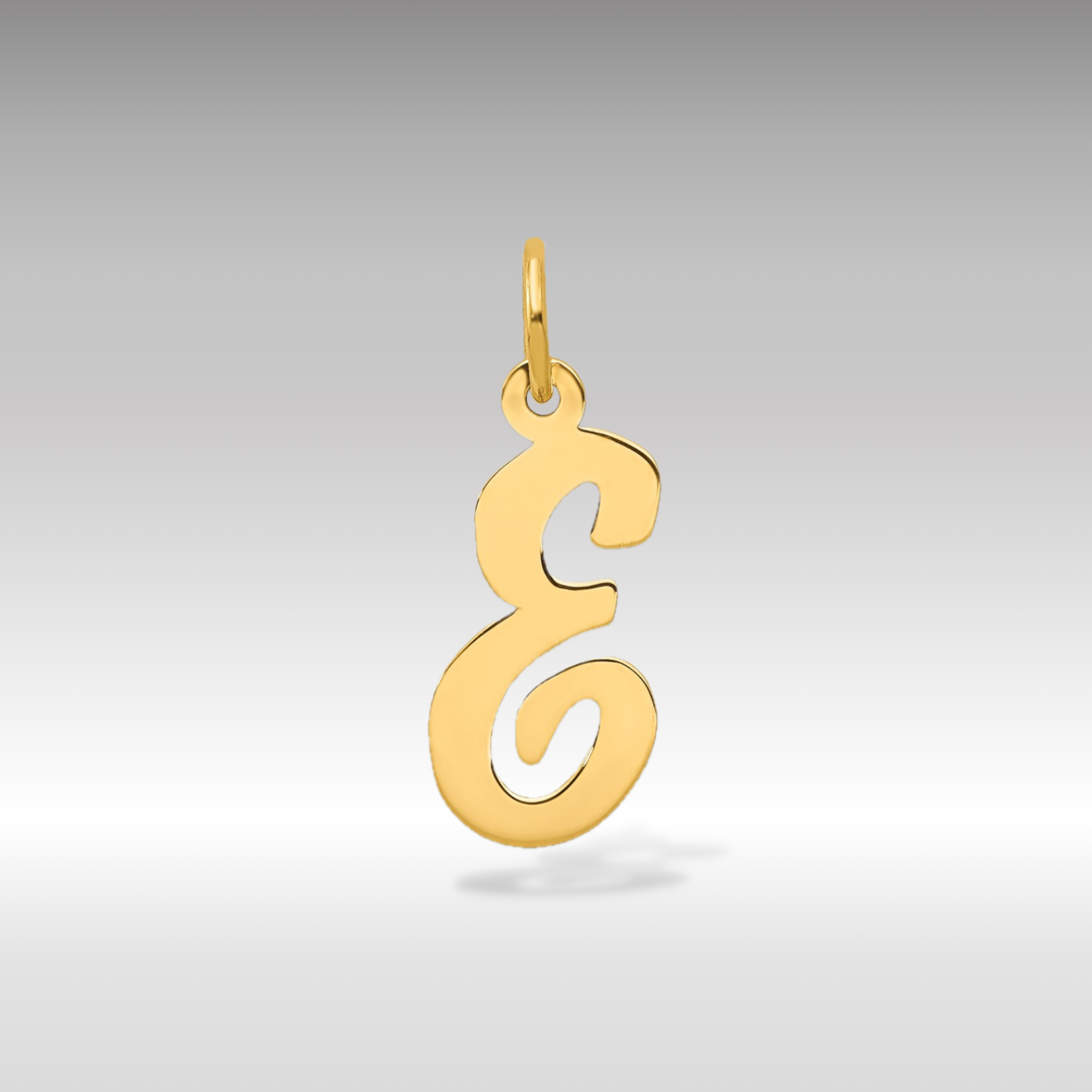 14K Gold Script Letter "E" Initial Pendant - Charlie & Co. Jewelry