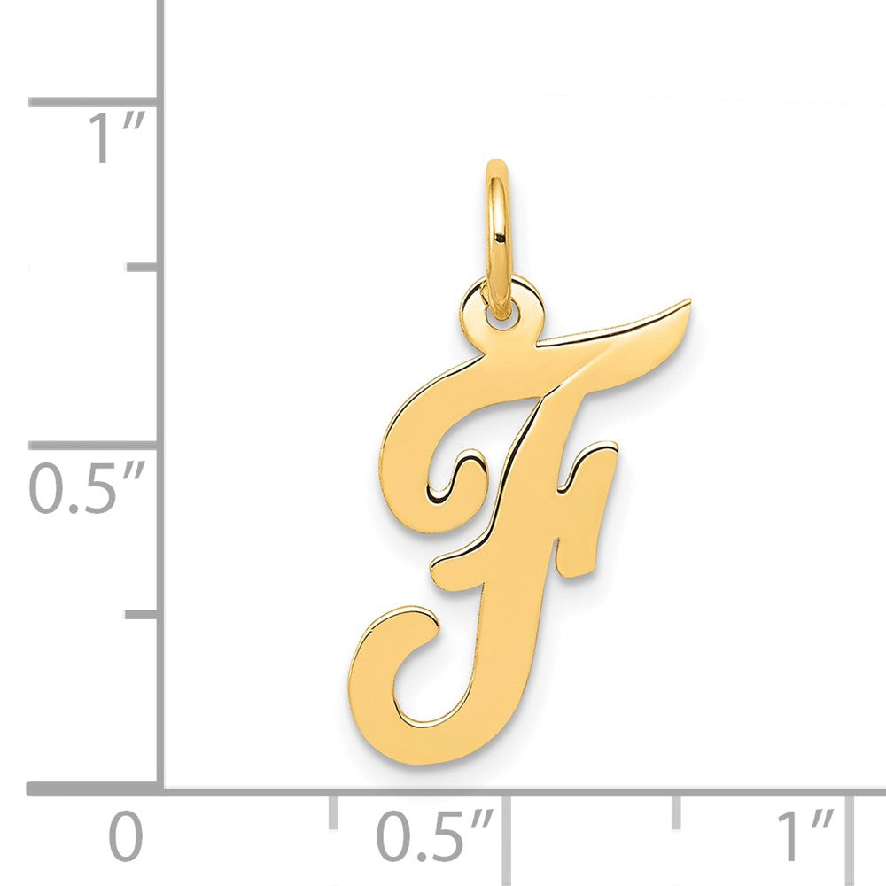 14K Gold Script Letter "F" Initial Pendant - Charlie & Co. Jewelry