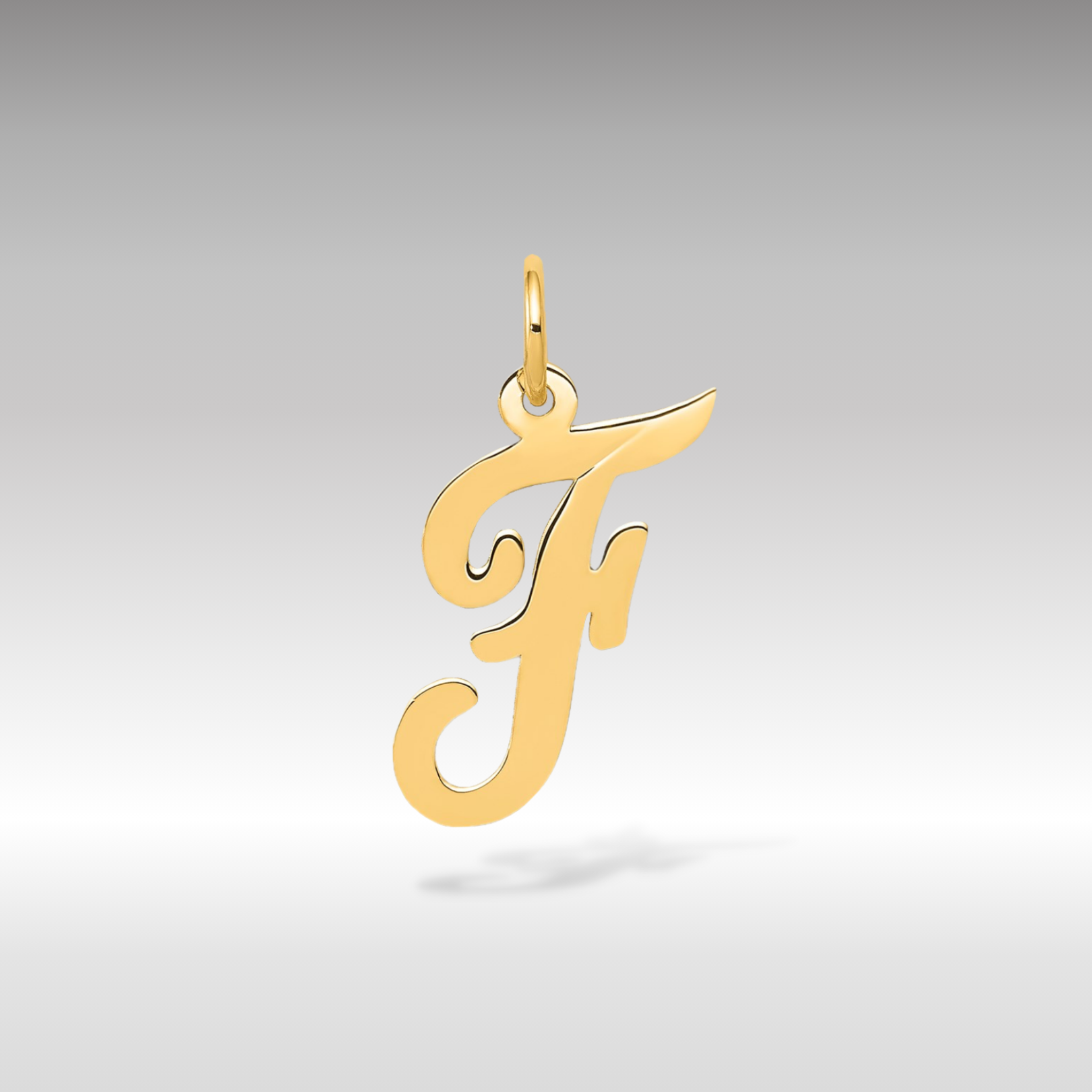14K Gold Script Letter "F" Initial Pendant - Charlie & Co. Jewelry