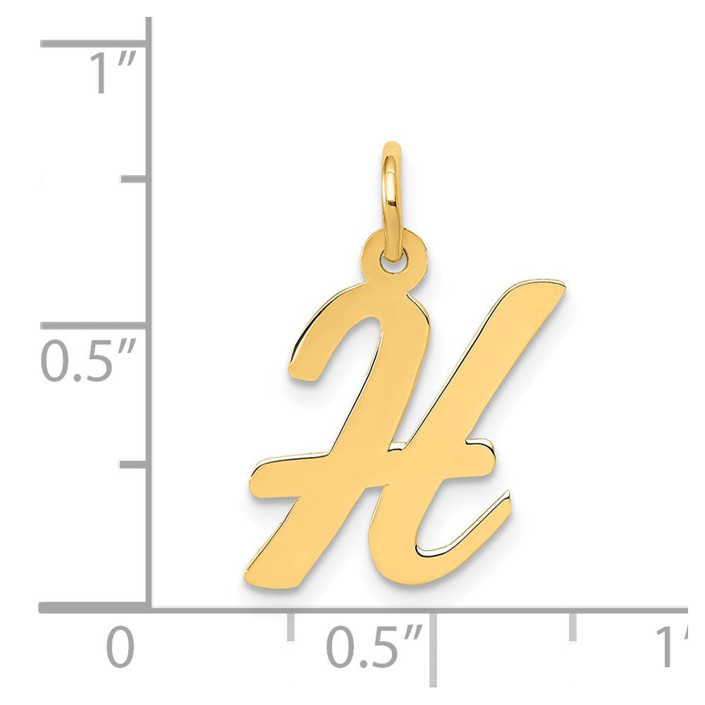14K Gold Script Letter "H" Initial Pendant - Charlie & Co. Jewelry