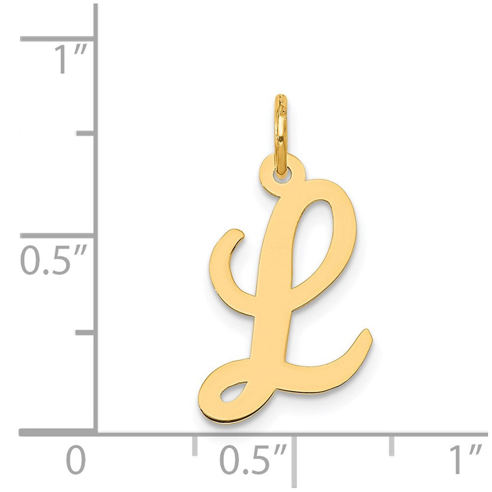 14K Gold Script Letter "L" Initial Pendant - Charlie & Co. Jewelry