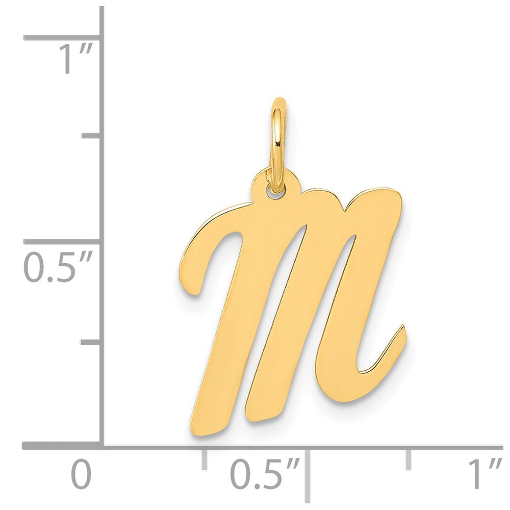 14K Gold Script Letter "M" Initial Pendant - Charlie & Co. Jewelry