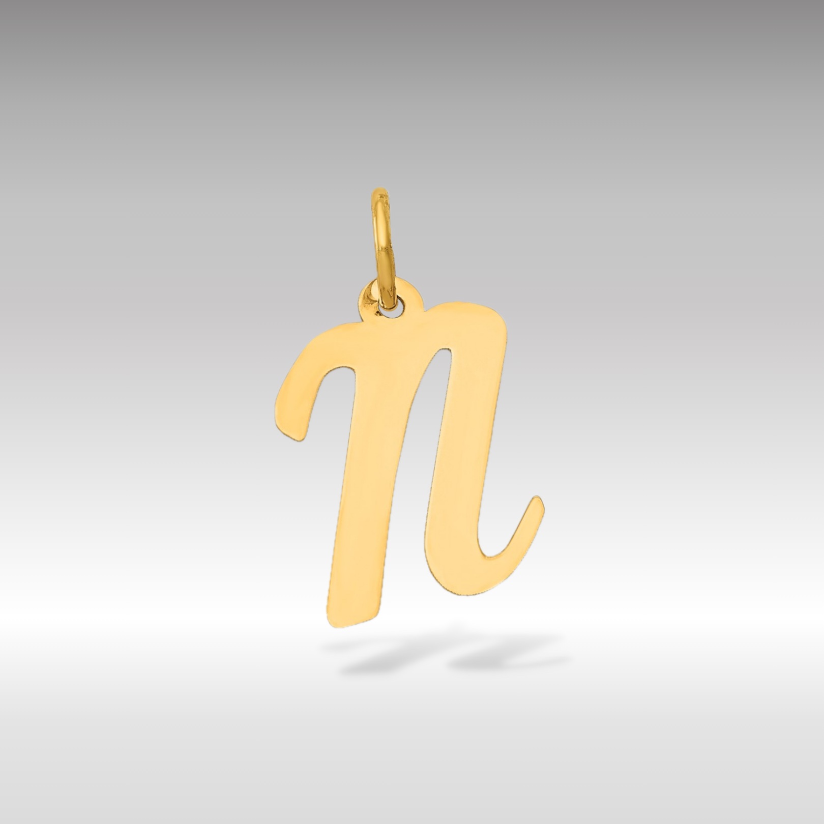 14K Gold Script Letter "N" Initial Pendant - Charlie & Co. Jewelry
