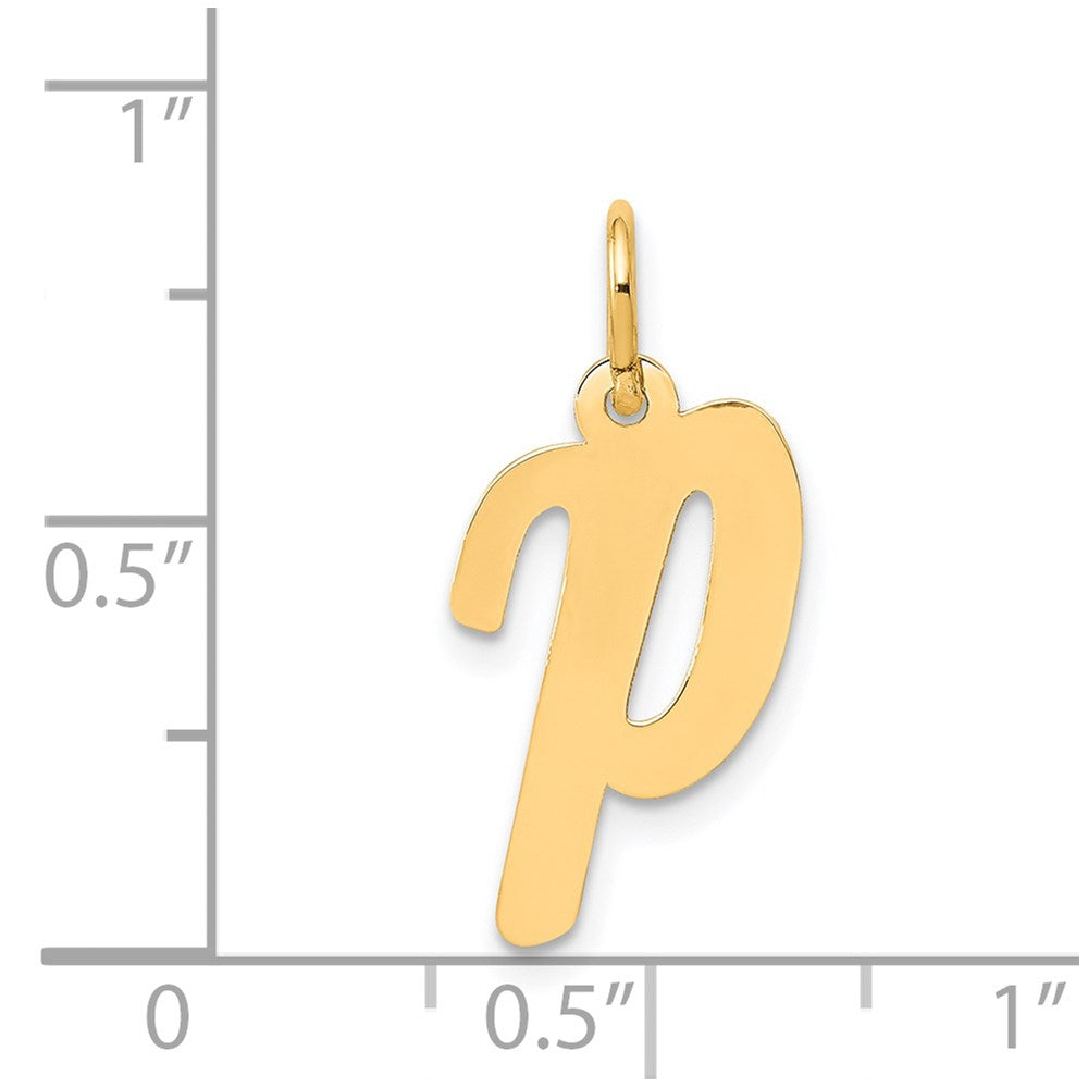 14K Gold Script Letter "P" Initial Pendant - Charlie & Co. Jewelry