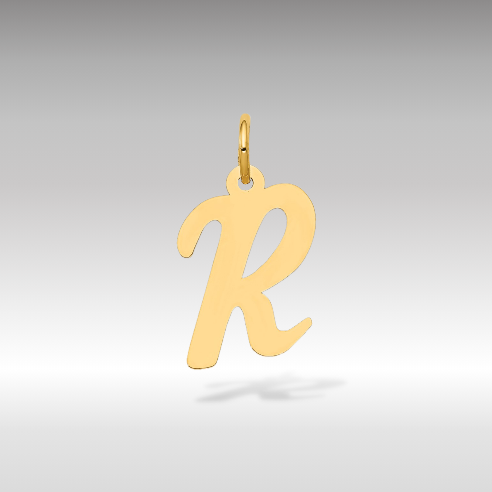 14K Gold Script Letter "R" Initial Pendant - Charlie & Co. Jewelry