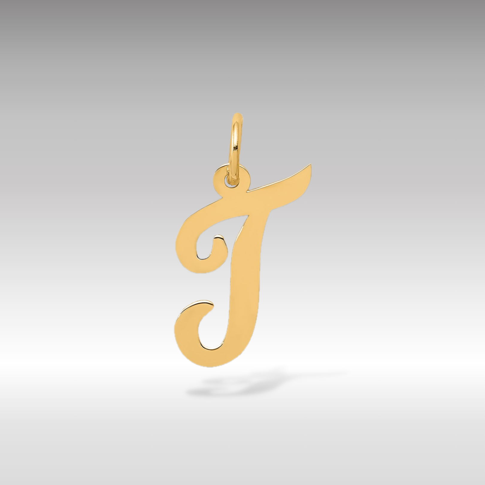14K Gold Script Letter "T" Initial Pendant - Charlie & Co. Jewelry