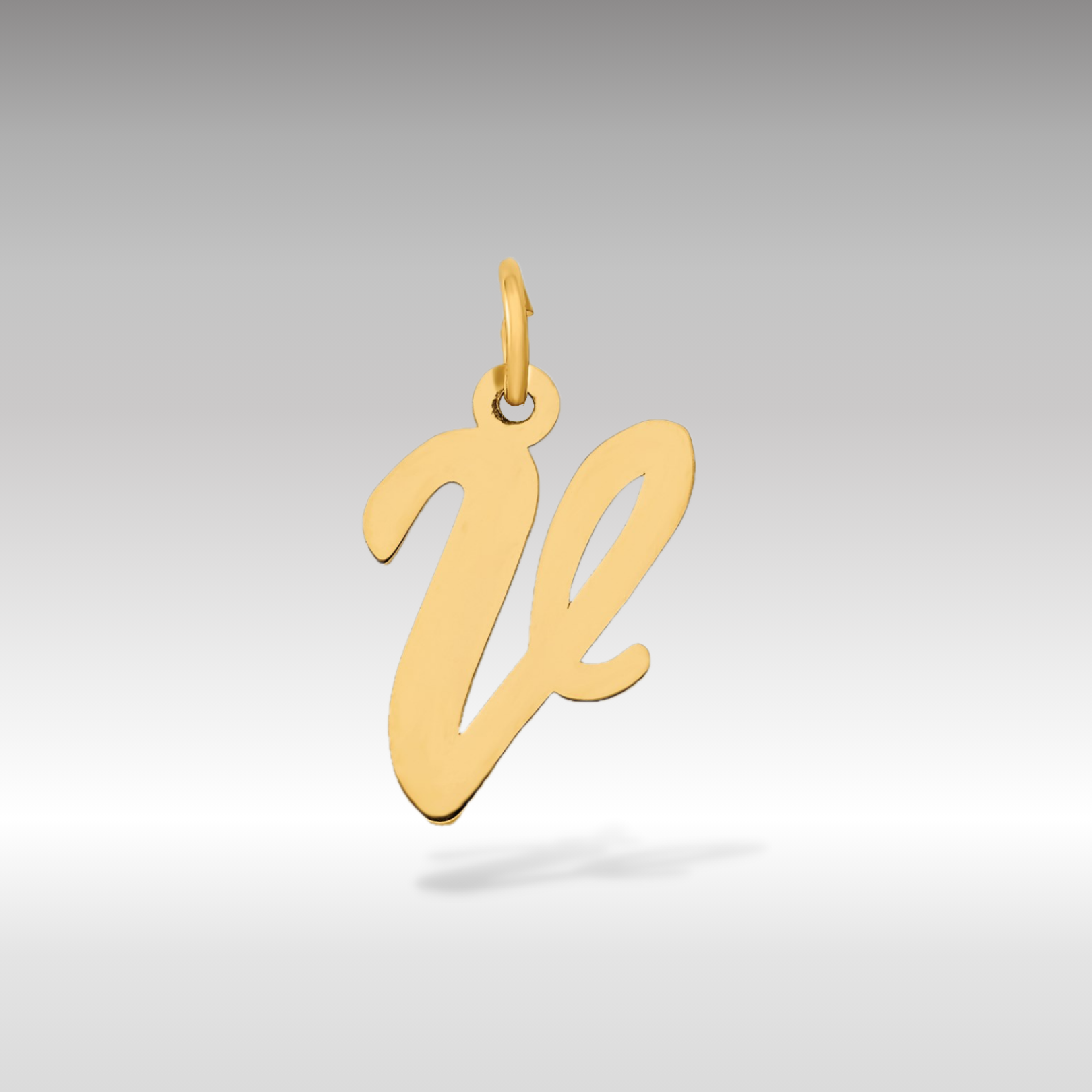 14K Gold Script Letter "V" Initial Pendant - Charlie & Co. Jewelry