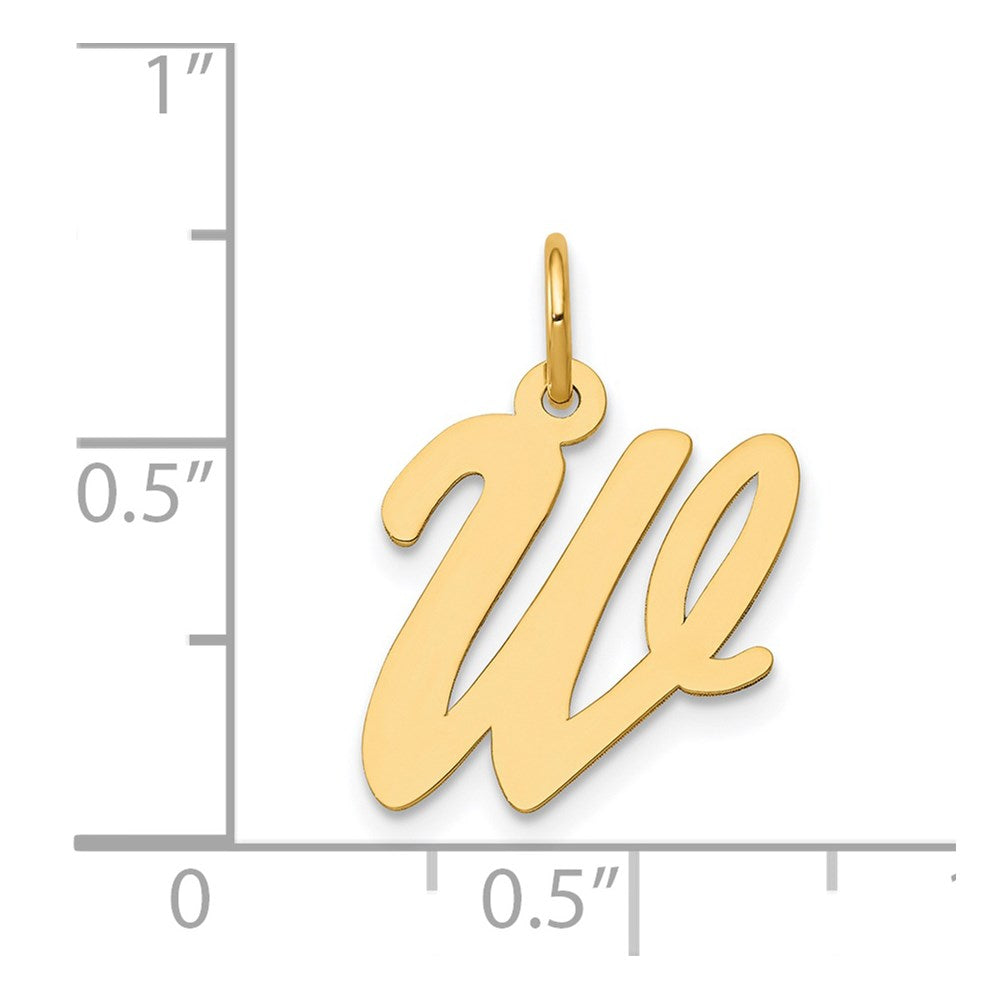 14K Gold Script Letter "W" Initial Pendant - Charlie & Co. Jewelry