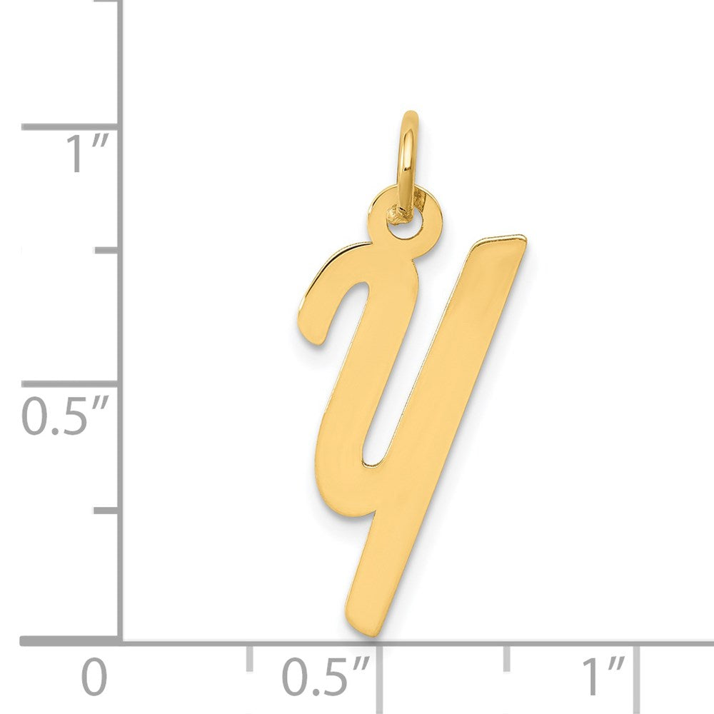 14K Gold Script Letter "Y" Initial Pendant - Charlie & Co. Jewelry