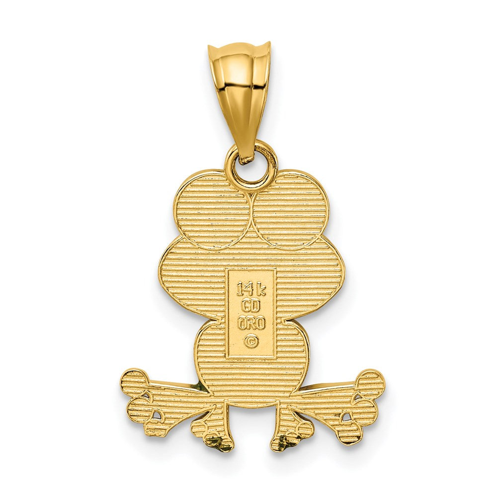 14K Gold Frog Charm Necklace with Green and White Enamel - Charlie & Co. Jewelry