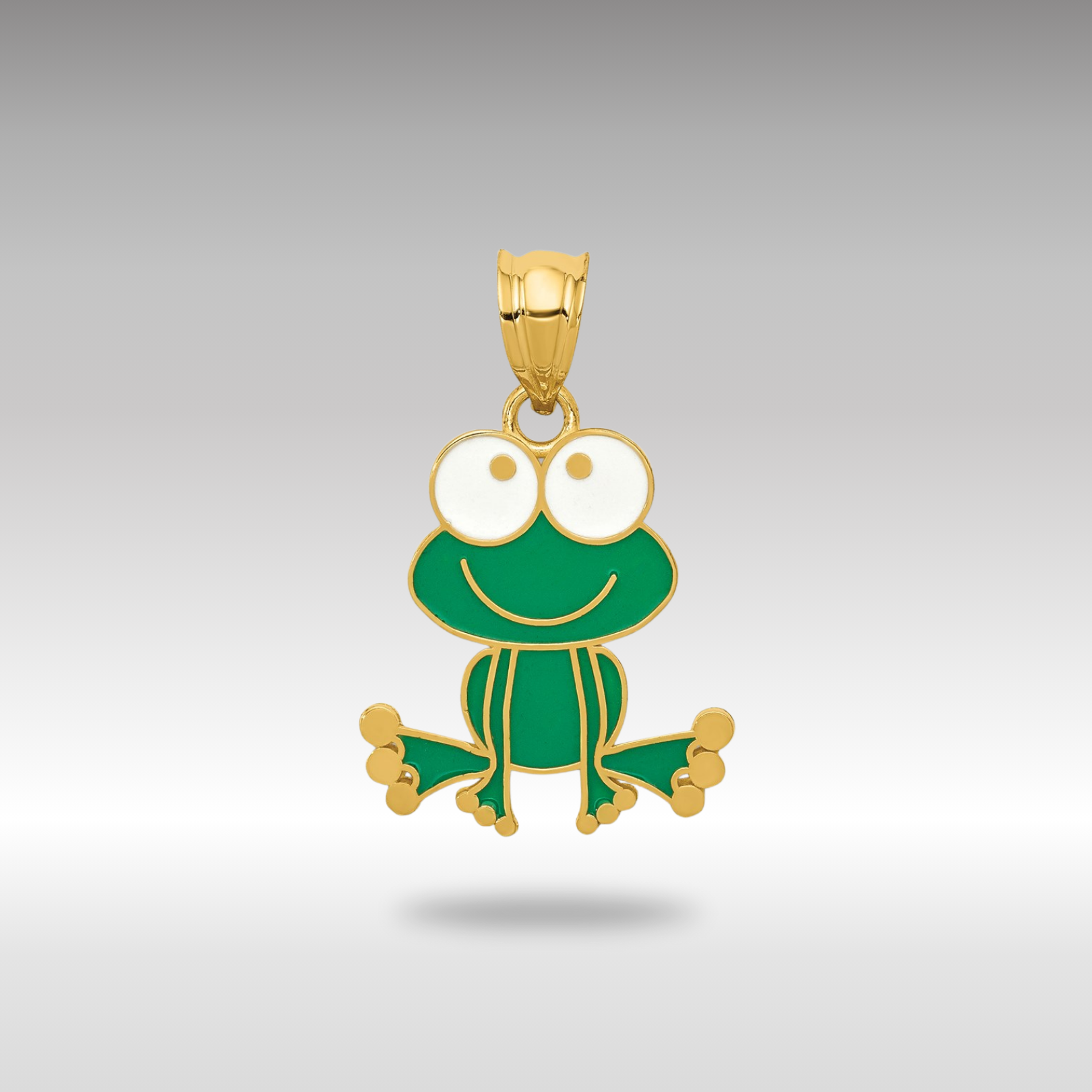 Gold Frog Charm Necklace with Green and White Enamel - Charlie & Co. Jewelry