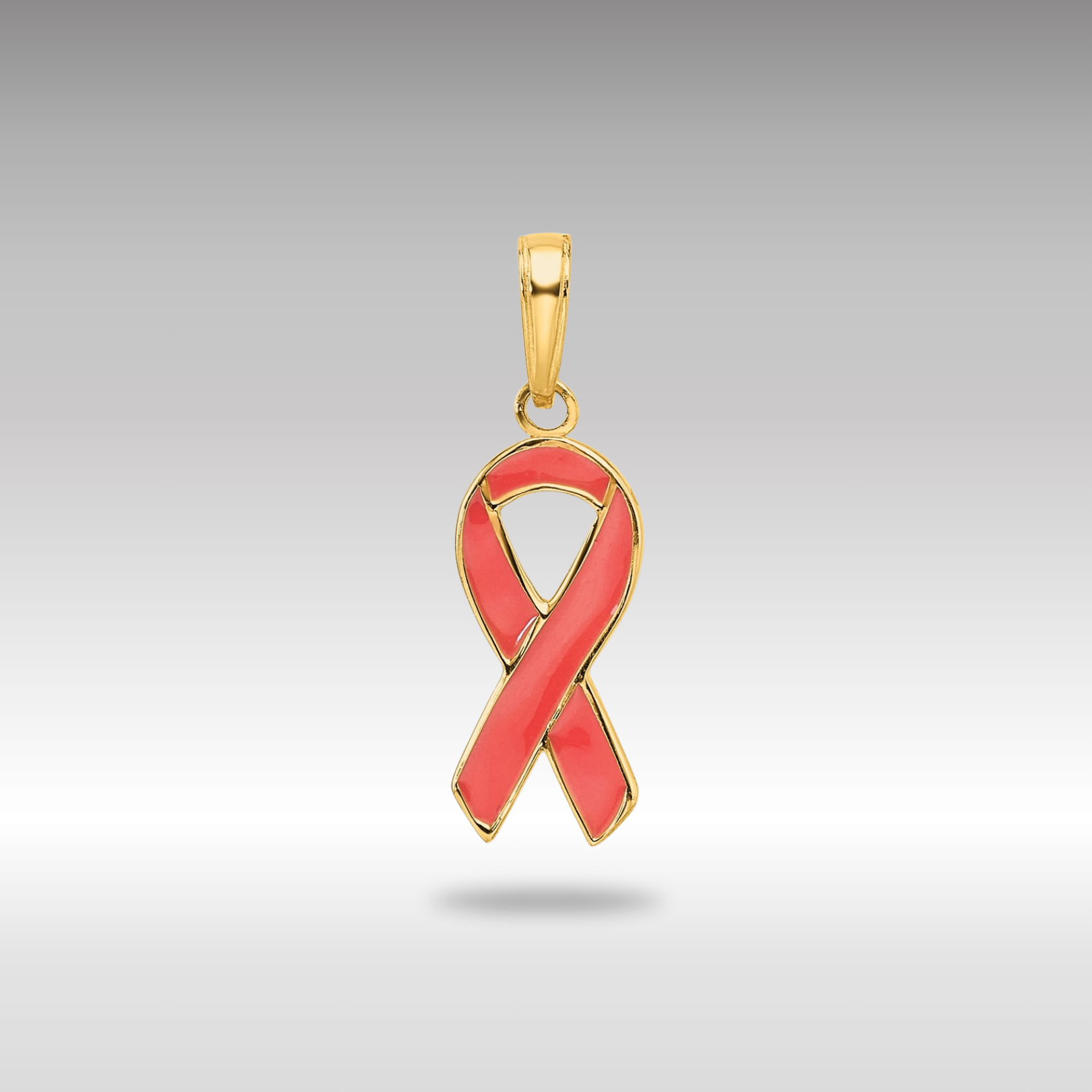 Gold Pink Enameled Awareness Ribbon Necklace Pendant - Charlie & Co. Jewelry
