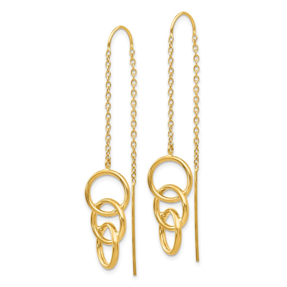 Gold Triple Circle Threader Earrings - Model YE1053 - Charlie & Co. Jewelry