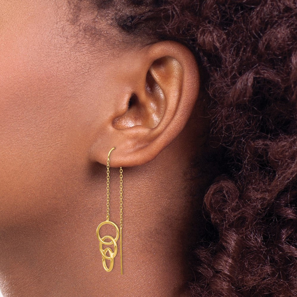 Gold Triple Circle Threader Earrings - Model YE1053 - Charlie & Co. Jewelry