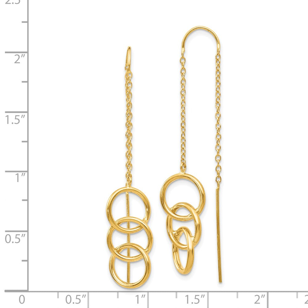 Gold Triple Circle Threader Earrings - Model YE1053 - Charlie & Co. Jewelry