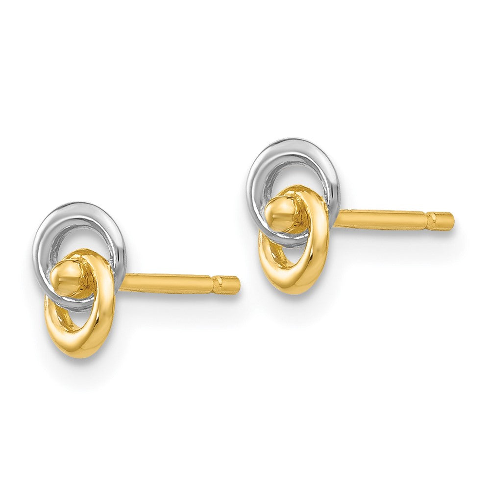 Yellow and White Gold Love Knot Earrings - Model YE138 - Charlie & Co. Jewelry