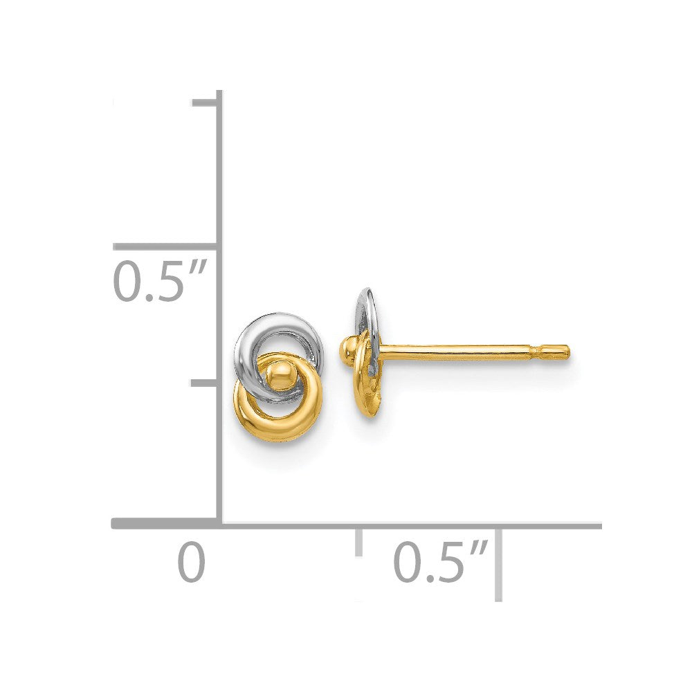 Yellow and White Gold Love Knot Earrings - Model YE138 - Charlie & Co. Jewelry