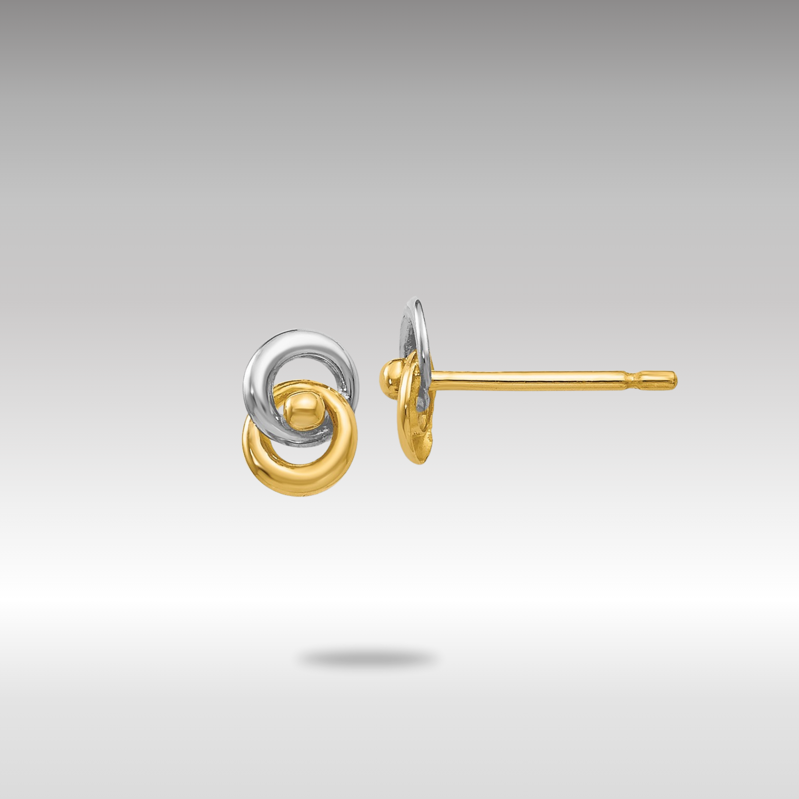 Yellow and White Gold Love Knot Earrings - Model YE138 - Charlie & Co. Jewelry