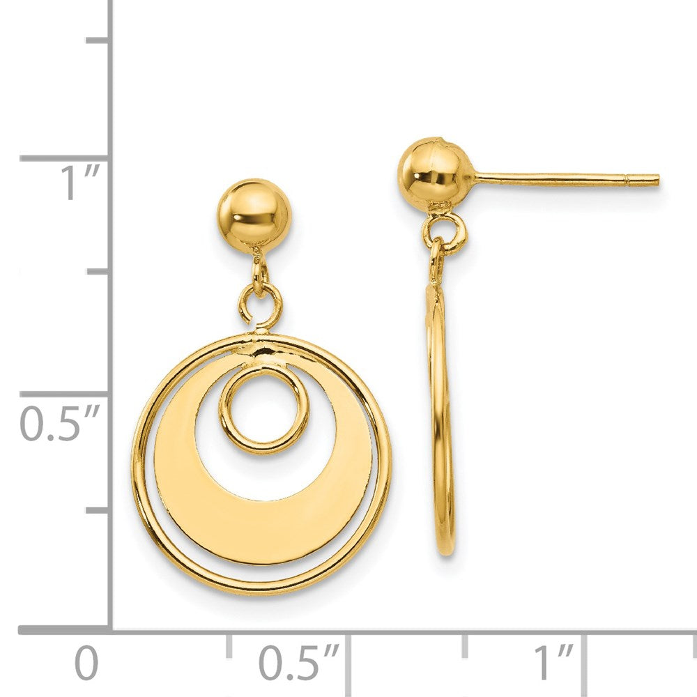 Gold Elegant Fancy Circle Post Earrings - Model YE1423 - Charlie & Co. Jewelry