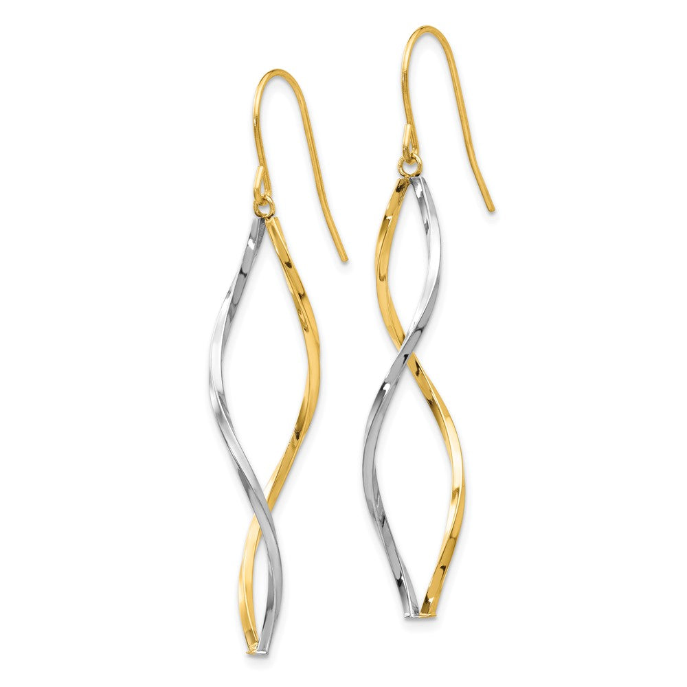 Yellow and White Gold Twist Dangle Earrings Model-YE1511 - Charlie & Co. Jewelry