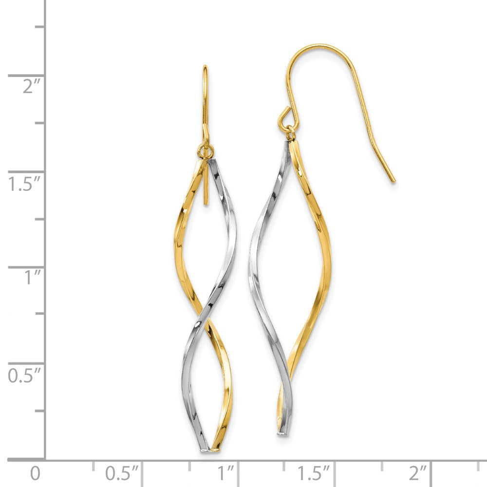 Yellow and White Gold Twist Dangle Earrings Model-YE1511 - Charlie & Co. Jewelry