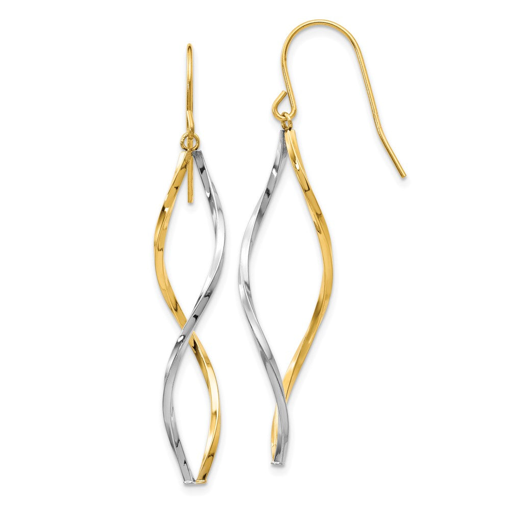 Yellow and White Gold Twist Dangle Earrings Model-YE1511 - Charlie & Co. Jewelry